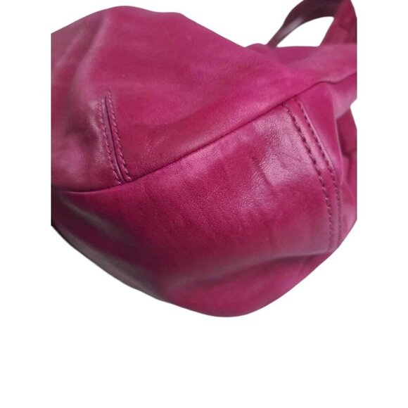 COACH Ergo Pleated Leather Kisslock Satchel hot pink/maroon - Picture 9 of 13